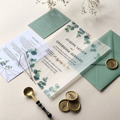 Botanical Geometric Vellum Invitation - Designed by Rodo Creative