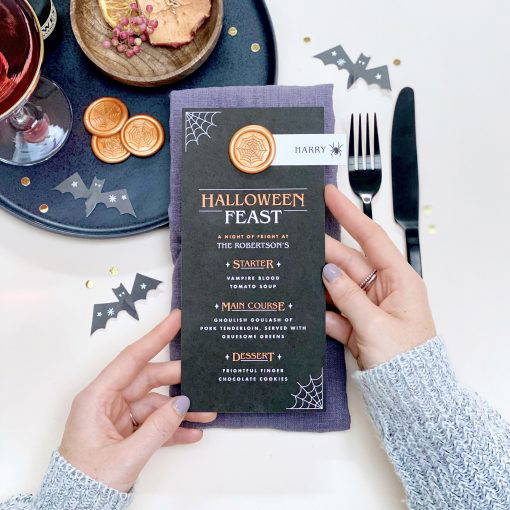 Halloween Table Menu And Optional Spooky Quiz Card - Designed by Rodo Creative