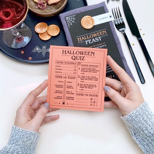 Halloween Table Menu And Optional Spooky Quiz Card - Designed by Rodo Creative