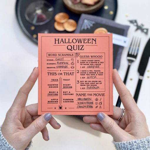 Halloween Table Menu And Optional Spooky Quiz Card - Designed by Rodo Creative