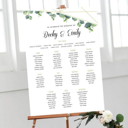 Eucalyptus Geometric Table Plan - Designed by Rodo Creative in Manchester