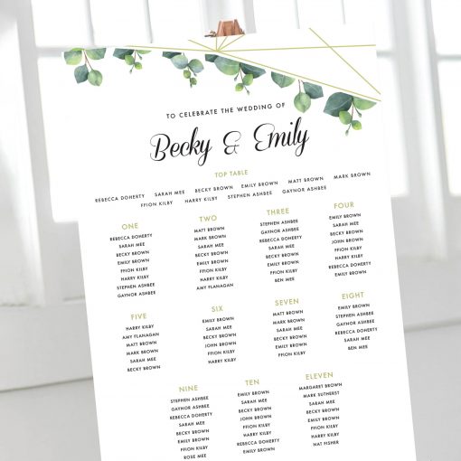 Eucalyptus Geometric Table Plan - Designed by Rodo Creative in Manchester