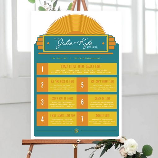 Retro Jukebox Vinyl Record Music Table Plan - - Designed by Rodo Creative