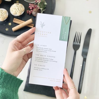 Gold Foil Christmas Menu With Place Card - Designed by Rodo Creative in Manchester