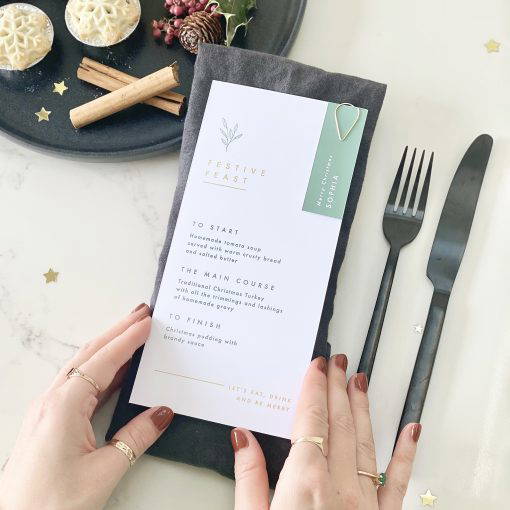 Gold Foil Christmas Menu With Place Card - Designed by Rodo Creative in Manchester