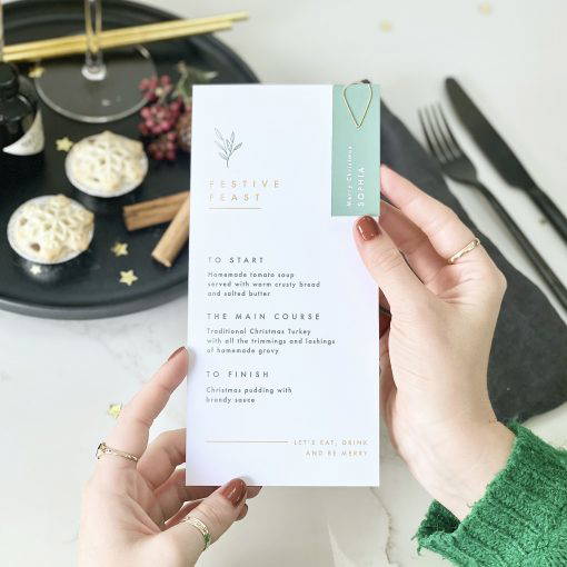 Gold Foil Christmas Menu With Place Card - Designed by Rodo Creative in Manchester