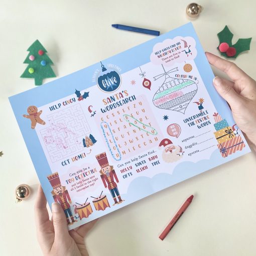 Personalised Christmas Activity Place Mat - Designed by Rodo Creative in Manchester