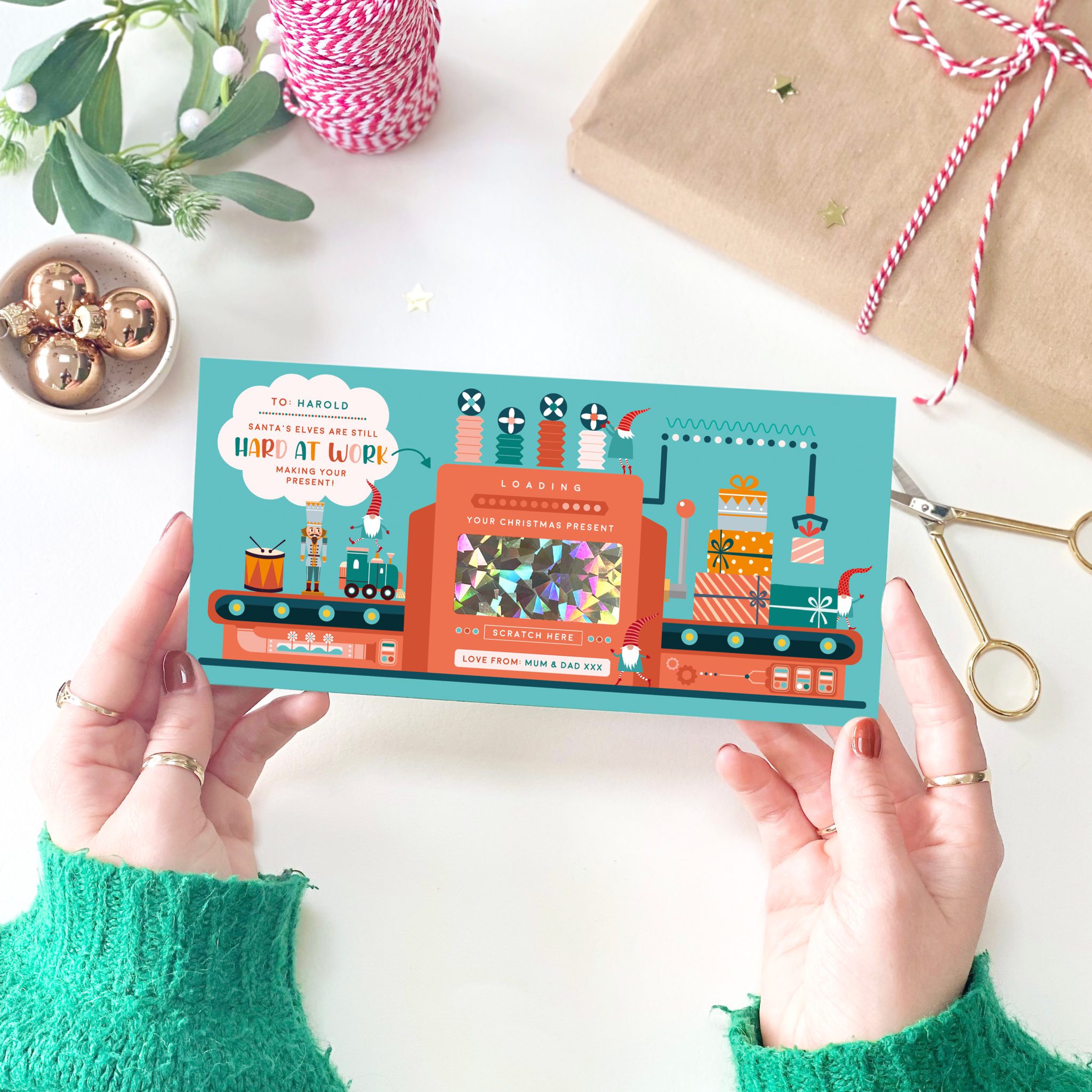 Santa's Elves Present Gift Card With Scratch Reveal - Rodo Creative Manchester