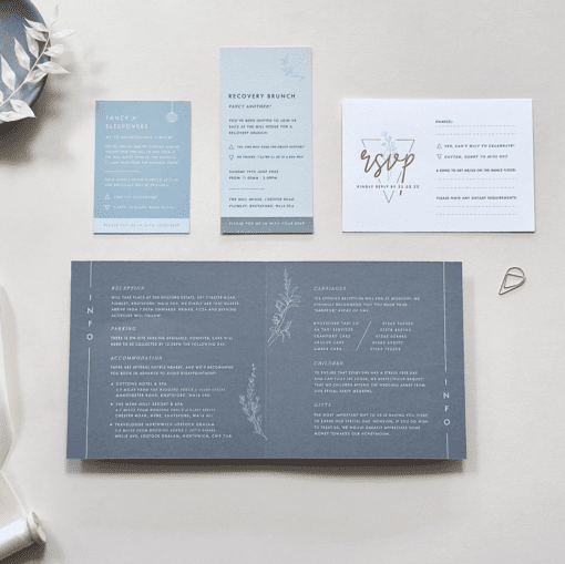 Dusty Blue Wedding Invite With Optional Vellum Wrap - Rodo Creative Manchester