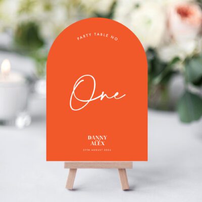 orange curved table numbers