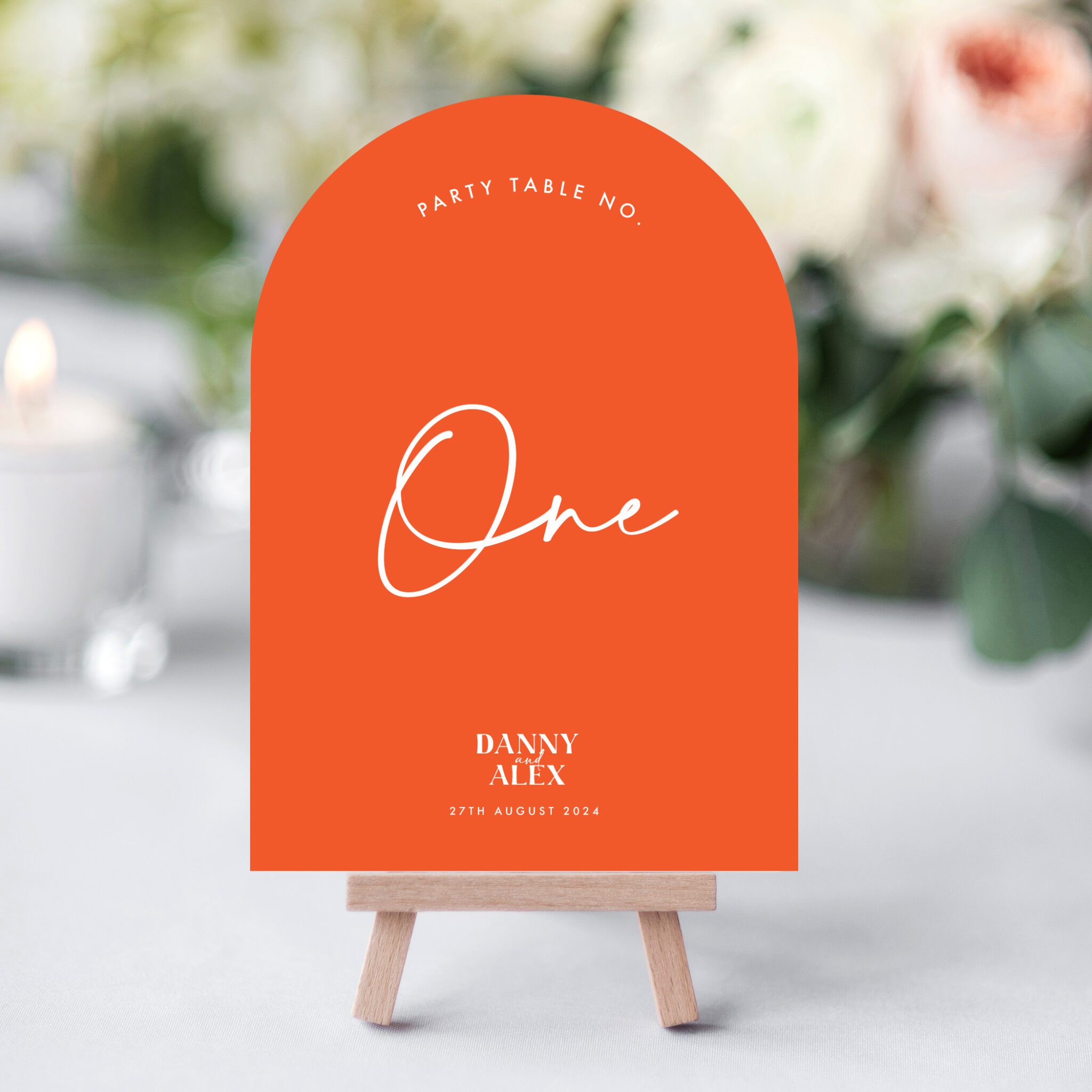 orange curved table numbers