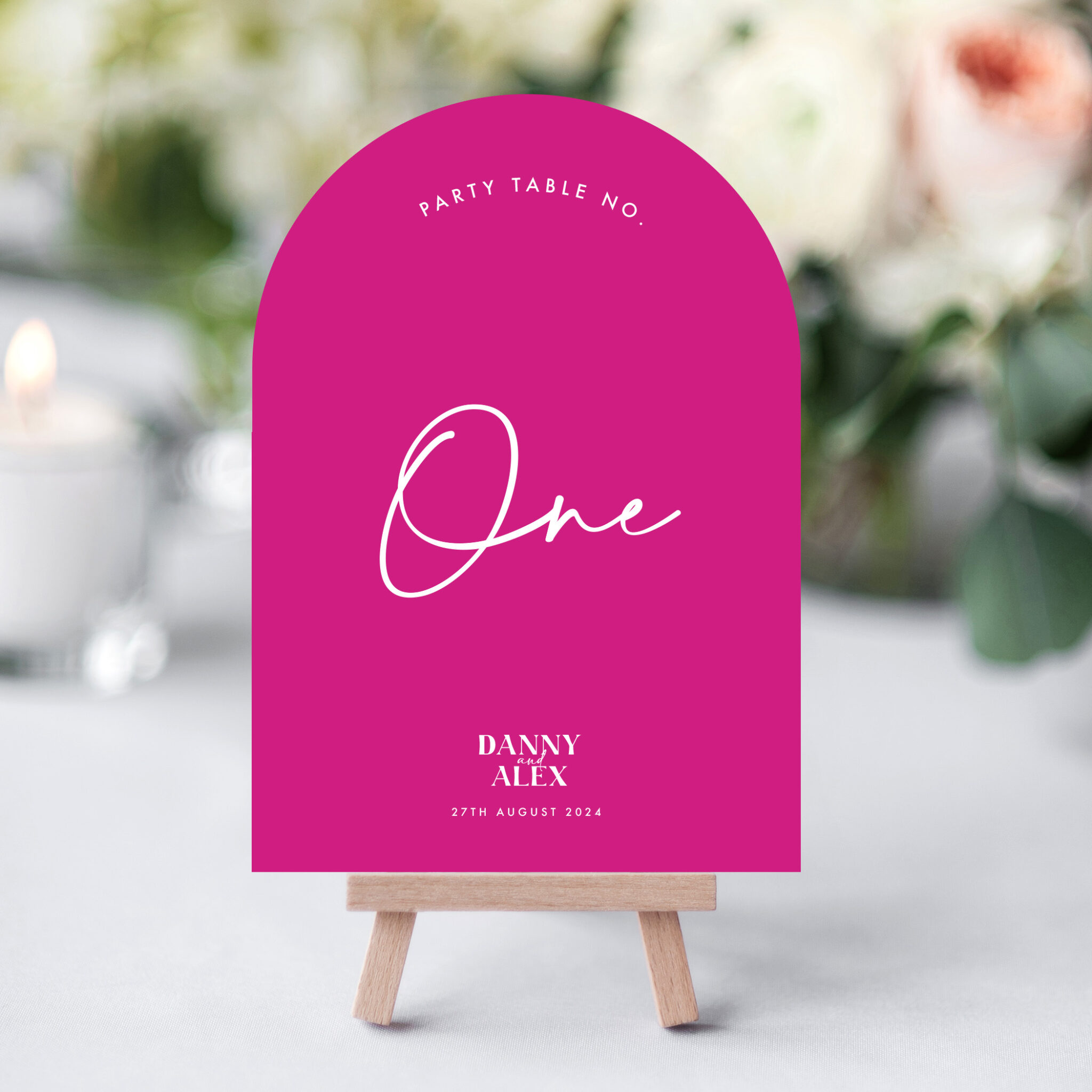 Pink curved table numbers