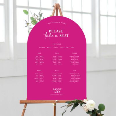 pink curved table plan for weddings and events