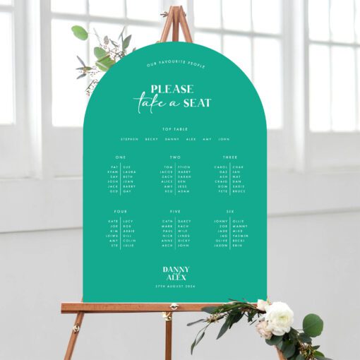 green curved table plan