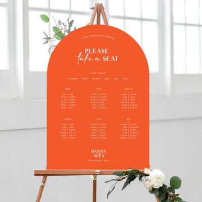 orange curved table plan for weddings and events